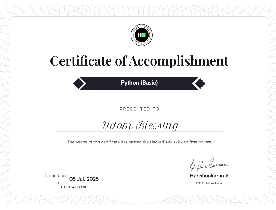 Python Basics Certificate